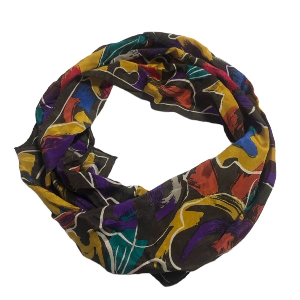 Albert Nipon Colorful Floral Print Straight Scarf